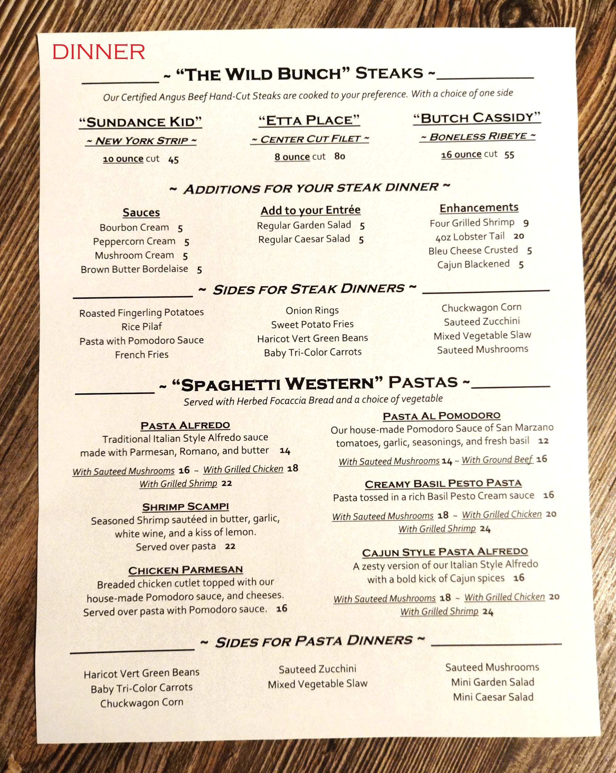 Steaks-Pastas